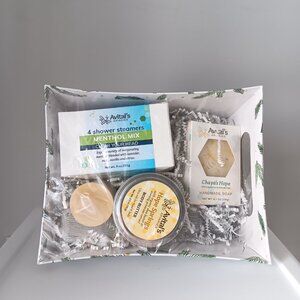 Avital's Apiaries Gift Set Shower Steamer Soap Body Butter Candle Basket Menthol
